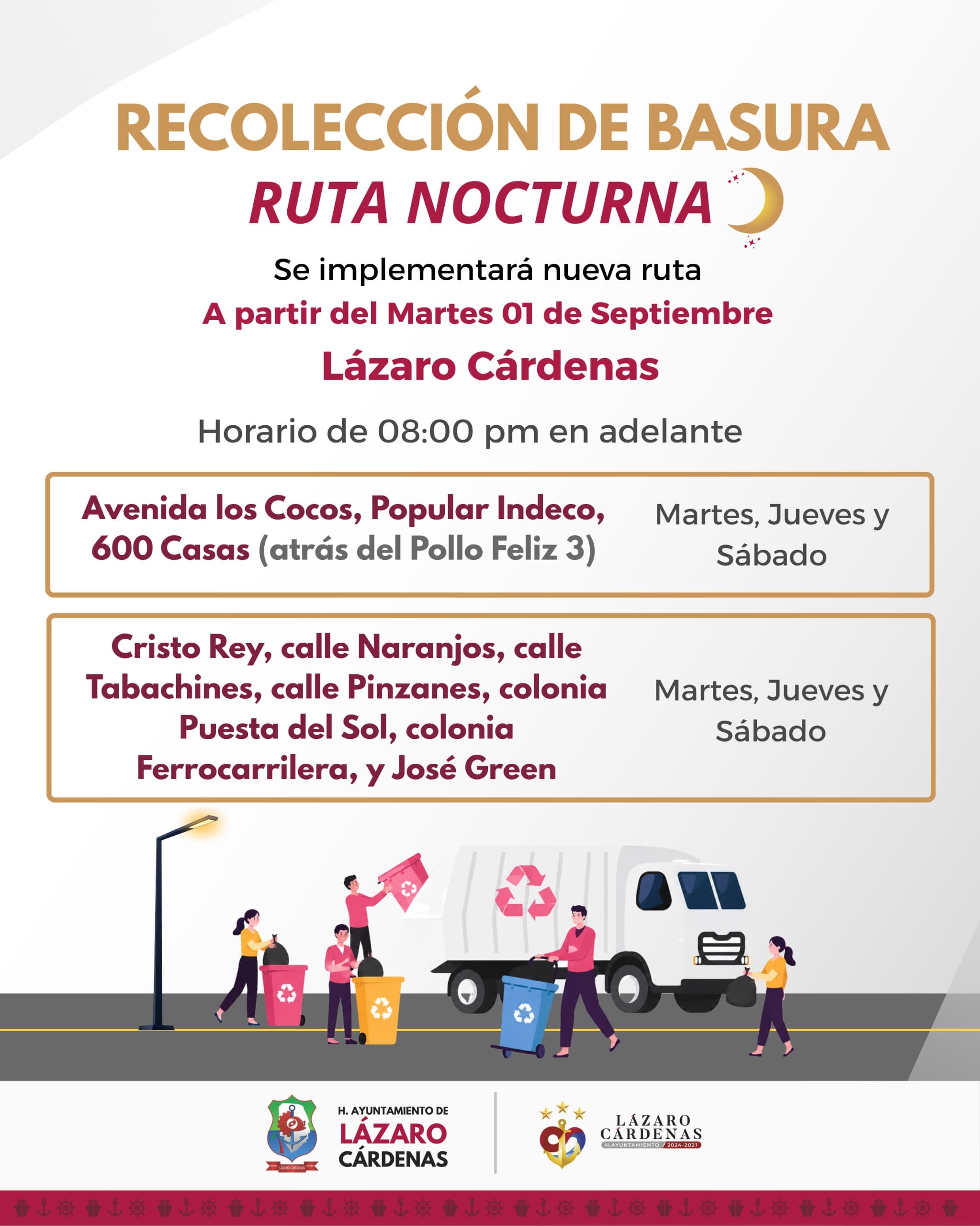 Imagen 1 de Amplían Ruta Nocturna de Recolección de Basura en Lázaro Cárdenas.